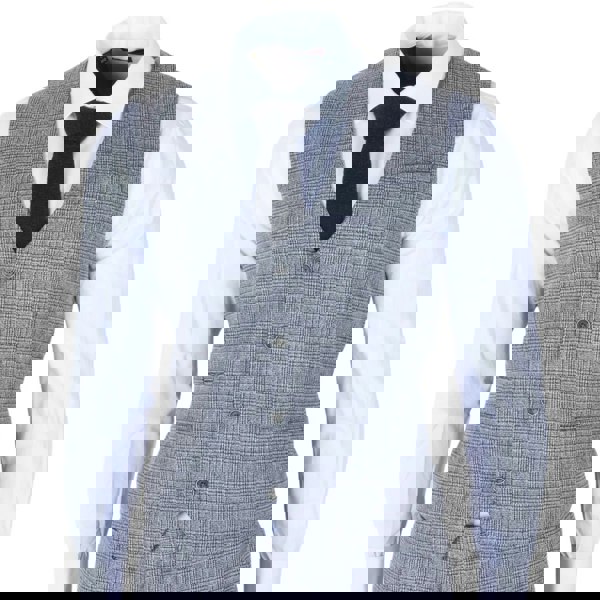 Robert Simon Parker - Men's Grey Classic Check Slim Fit 3 Piece Suit