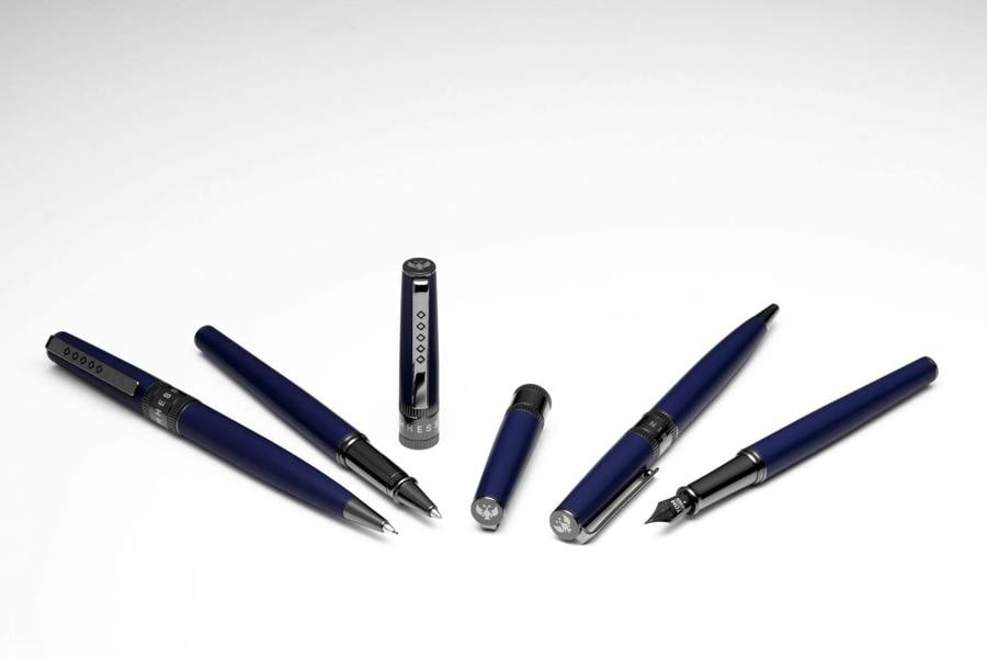 Tom Hessin Rebel Collection Oxford Blue Fountain Pen With Gunmetal Trim & PVD Black Fine Nib