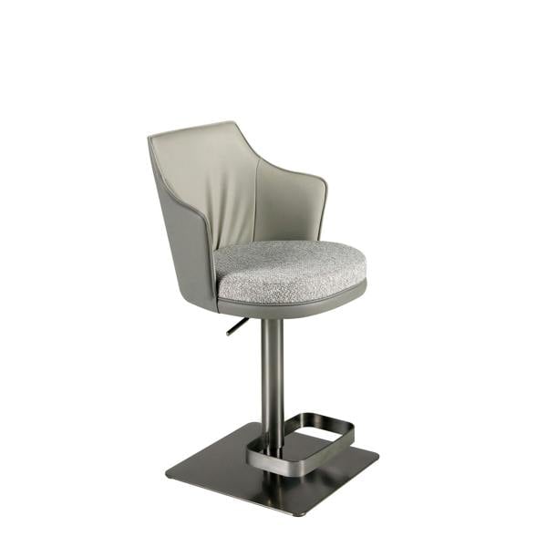 Angel Cerdá Swivel Stool in Grey Marbled Fabric and Dark Grey Leatherette 4231