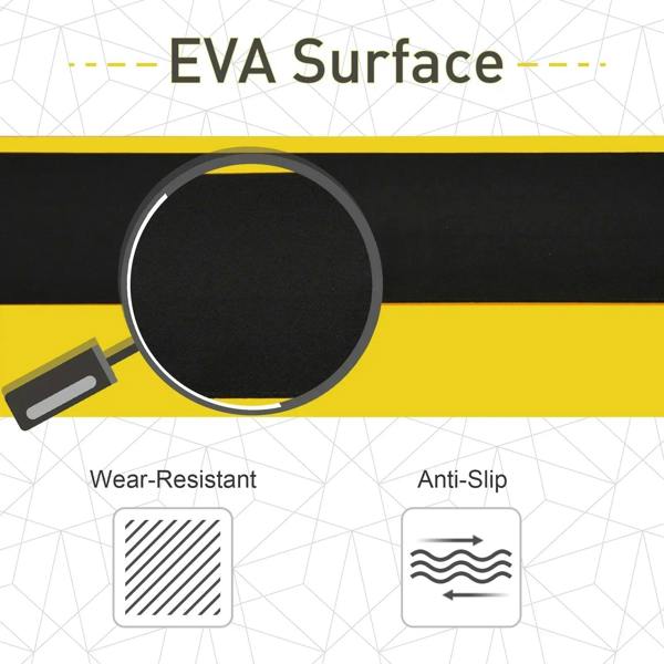 Non-slip EVA surface on a yellow and black folding sawhorse work platform