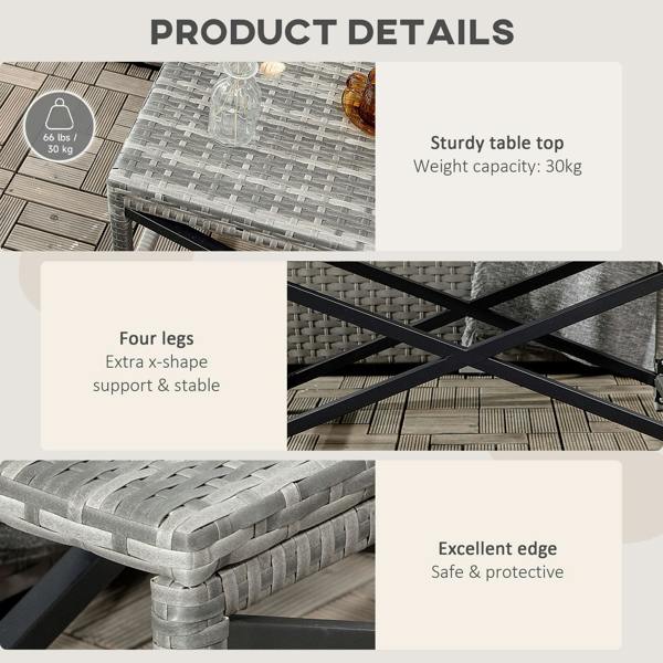 Wyld Haus Donori Grey Rattan Outdoor Coffee Table With X Frame with Woven Top