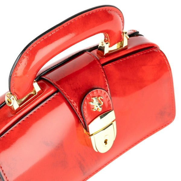 Embassy London Gazelle Mini - Red - Mini red leather bag in gold tone hardware with LED light