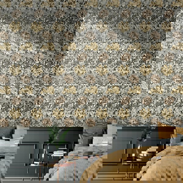 Hoopla Walls Chrysanthemum  - Graphite Mix 10m Wallpaper