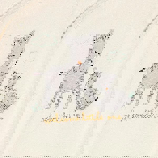 Mini Cuddles Baby Unisex Zebra Embroidered Sleepsuit, Cream