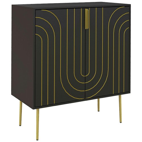 Wyld Haus Mose Black And Gold Art Deco Style Sideboard 2 Doors