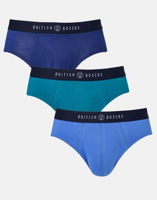 British Boxers Three-pack Men's Cotton Briefs – Summertime Blues