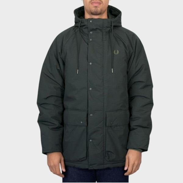 Fred Perry Padded Zip Through Jacket Night Green