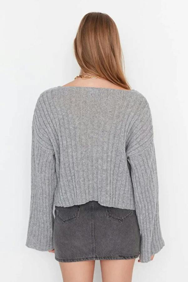 Hoxton Gal Mercerized Look Wool Blend Oversized Basic Knit Sweater