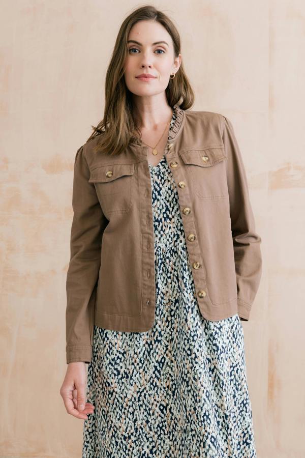Lily & Me Seren Stretch Cotton Twill Jacket Mocha