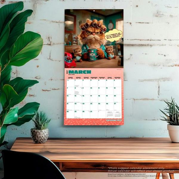 Caffeine Cats Calendar 2027, Wall Calendars, Month To View, Cats, Gift