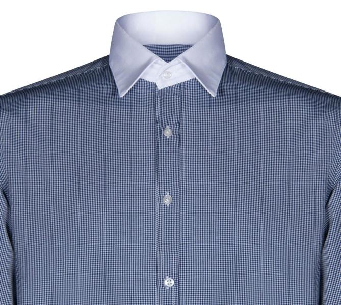 TruClothing Mens Club Collar Navy Blue Shirt 1920s Peaky Blinders With Bar Poplin Pin Smart