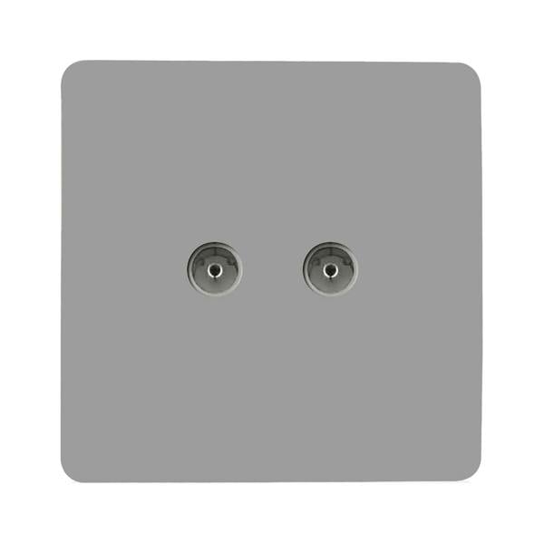 Trendi Switch 2 Gang Female Co-Axial Television Socket in Light Grey