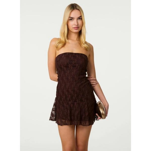 Pink Vanilla Asym Lace Bandeau Dress
