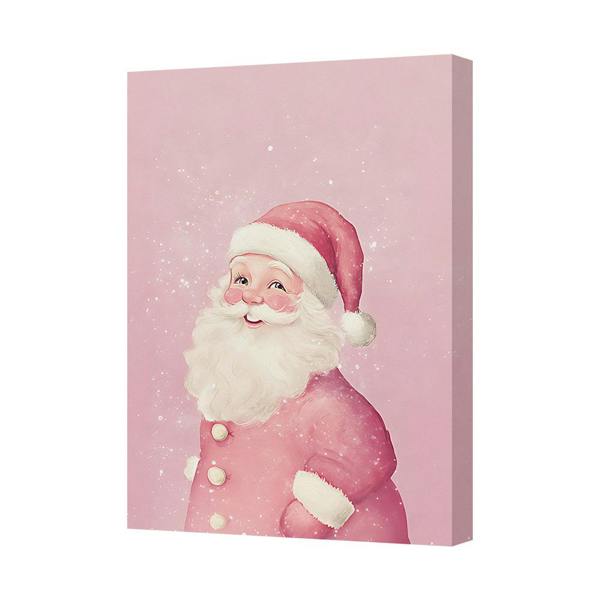 Benjamin Tate Design Pink Santa Canvas Print Christmas Wall Art For Home Decor