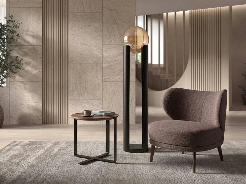 Angel Cerdá Smoked amber glass and black steel floor lamp 8108