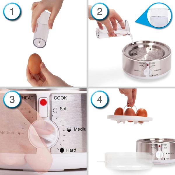 Duronic Electric Egg Boiler EB35 WE Steamer for Eggs 350W Automatic Egg Boiler Electronic Omelette Maker Poacher for 7 Soft, Medium & Hard Boiled Eggs