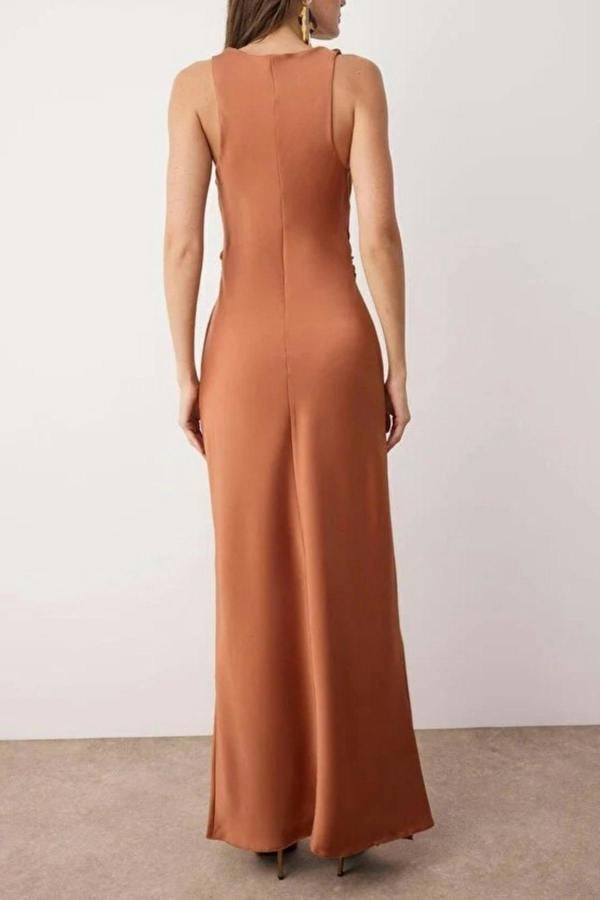 WOVCOR Satin Maxi Evening Dress