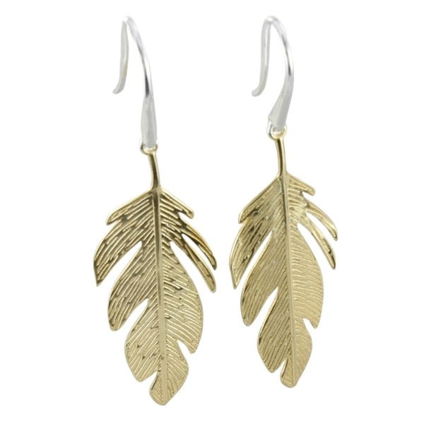 Sterling Silver Large Feather Drop Earrings - Reeves & Reeves