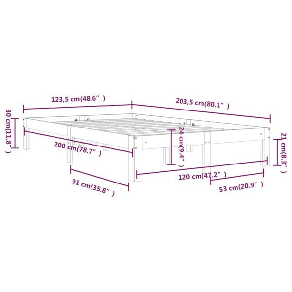 Berkfield Bed Frame Solid Wood Pine 120x200 cm