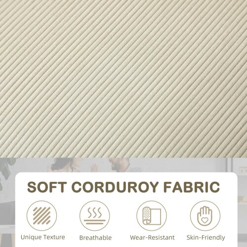 Wyld Haus Tocomo Corduroy Cream Upholstered 3 Seater Sofa