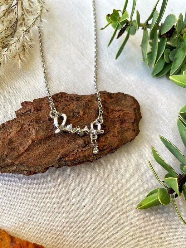 The Colourful Aura Love Text Initial Love Symbol Word Romantic Couple Pendant Necklace