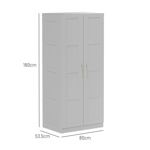 Wyld Haus Coralani Wooden Grey 2 Door Wardrobe With Hanging Rail Internal and Shelf
