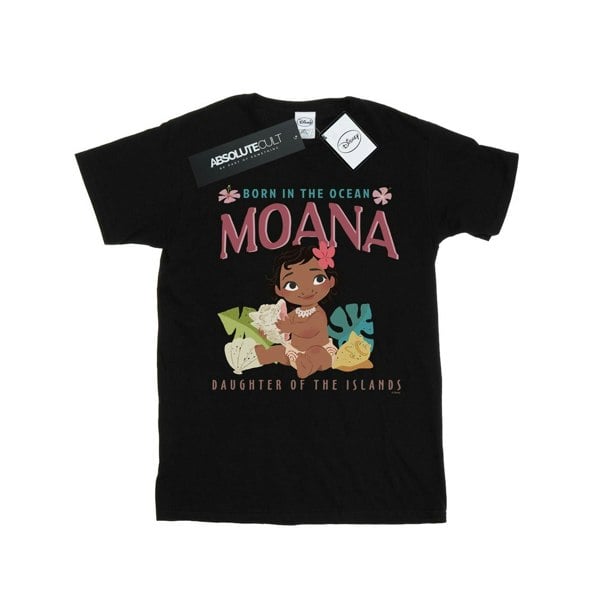 Disney Girls Moana Born In The Ocean Cotton T-Shirt - Black