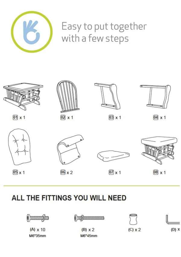 Haywood glider chair assembly