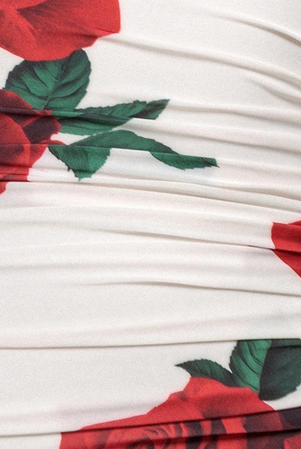Floral Halter Neck Empire Waist Gathered Maxi Dress - Rose Print DR5259