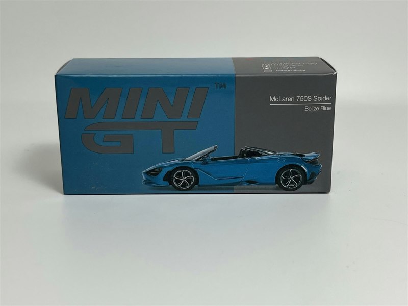 Mini GT McLaren 750S Spider Belize Blue LHD 1:64 Scale MGT00812L