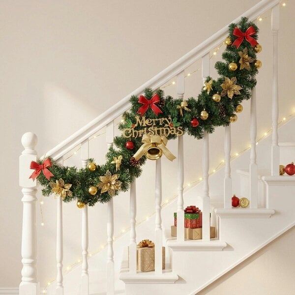 Garden Greatness Festive Evergreen Christmas Garland with Decor
