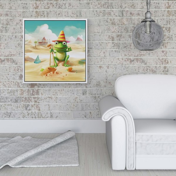 Warren Reed Happy Frog On A Beach Holiday Framed Canvas