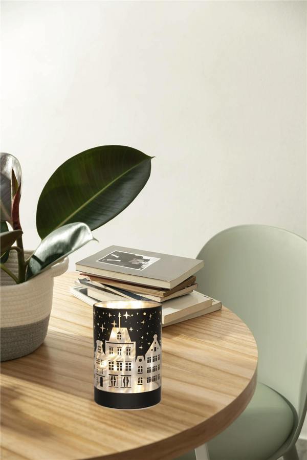 12cm Christmas LED Glass Vase Table Decoration with Warm White Lights and Festive Scene Design image 5