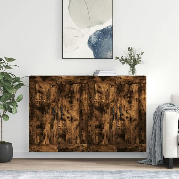 Berkfield Wall Mounted Cabinets 2 pcs Smoked Oak Engineered Wood
