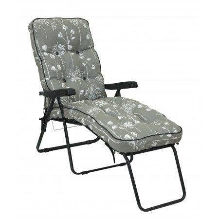 Deluxe Garden Lounger Replacement Cushion | 9 Pattern Options 118cm x 58cm x 118cm Renaissance Grey The Garden Furniture Shop