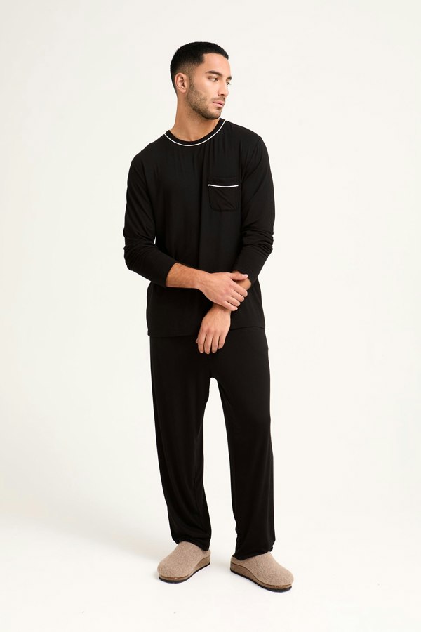 Mister You Bamboo Pyjama Set in Black - Pajamas