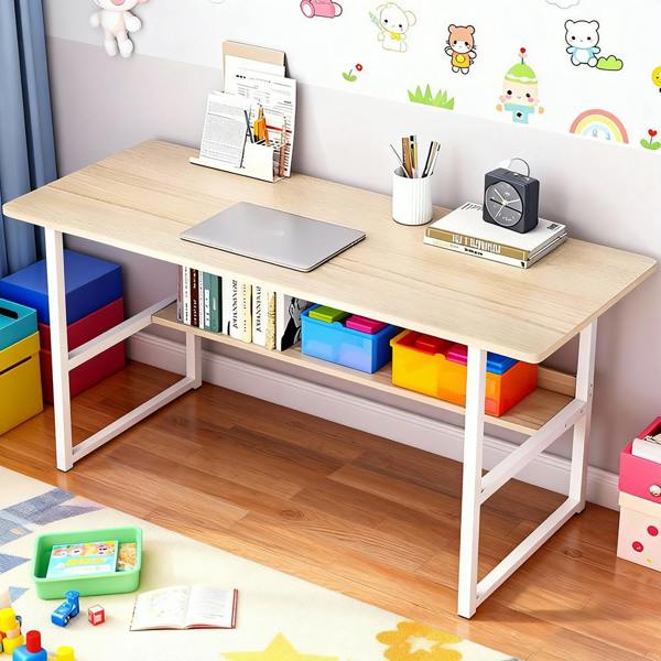 Havendro Home Office Computer Desk with Bookshelf Study Writing Workstation
