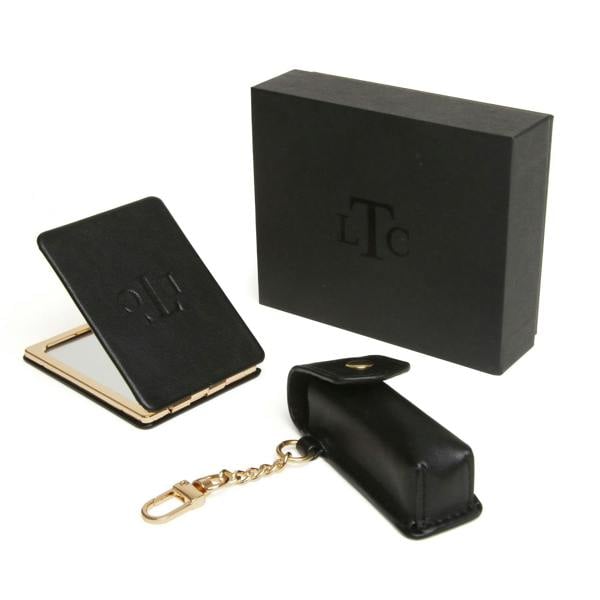 Alice Wheeler LTC 2-Piece Gift Set – Compact Mirror & Lipstick Holder - Black