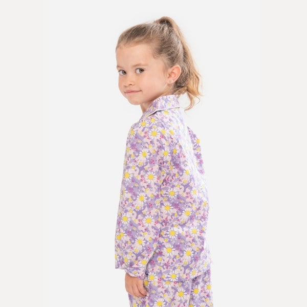 Luca and Rosa Dizzy Daisy Print Girls Button Up Pyjamas