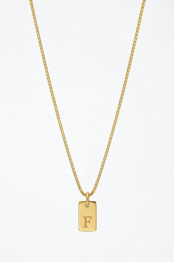 Serla Initial Pendant Gold Plated Necklace Letter F