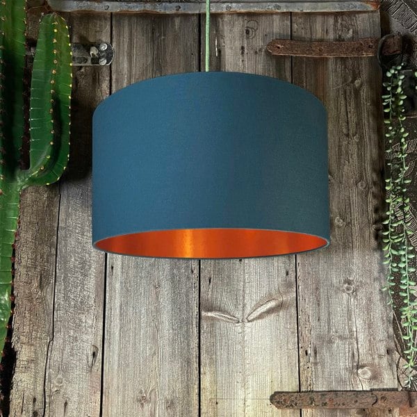 Love Frankie petrol cotton lampshade copper lining