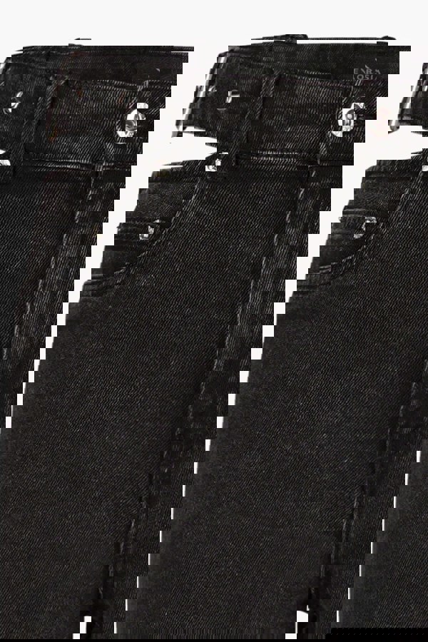 ENORSIA Black Wide-Leg Comfort Jeans With Waist Cut-Outs