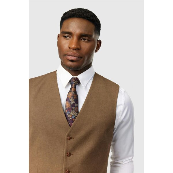 Antique Rogue Slim Fit Harley Flannel Chestnut Waistcoat