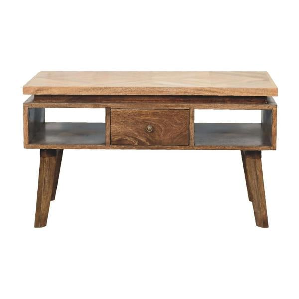 Wyld Haus Arezzo Classic Granary Coffee Table 2 Drawers with Brass Detail