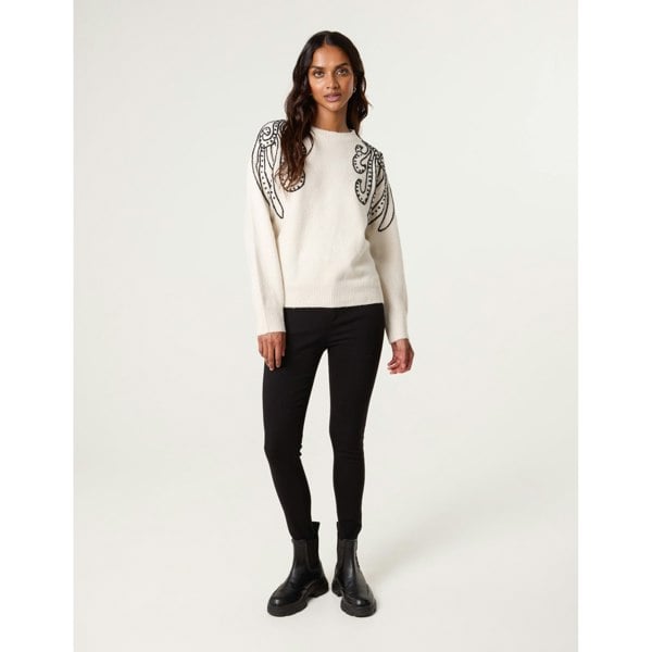 Blue Vanilla Embroidery Shoulder Detailing Jumper