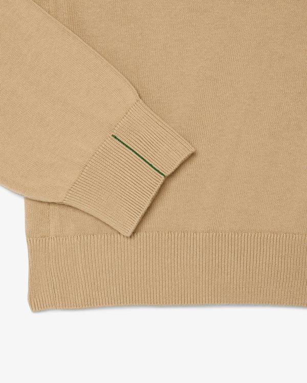 Lacoste Mens Organic Cotton Crew Neck Sweater - Cookie SIX | CHO | Designer Mens Crew Neck Sweatshirts