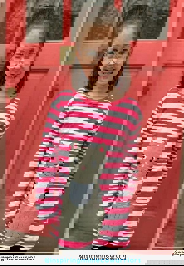 Organic Pink Kitten Applique Long - Sleeved T-Shirt - Toby Tiger