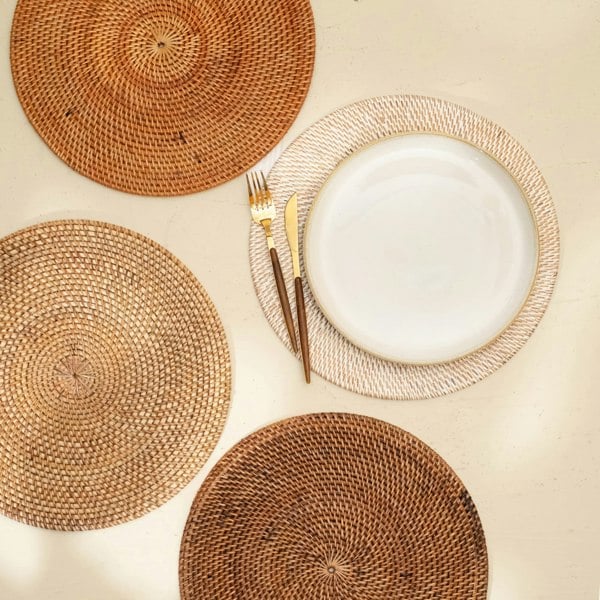 Coastal villa Homeware Round Rattan Placemats