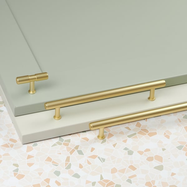 Handle & Home Brushed Brass Fluted Detailing Handles and Coordinating Knob