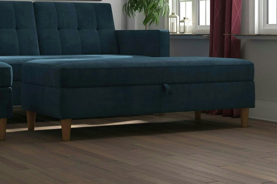 Dorel Home Hartford ottoman with storage in chenille blue